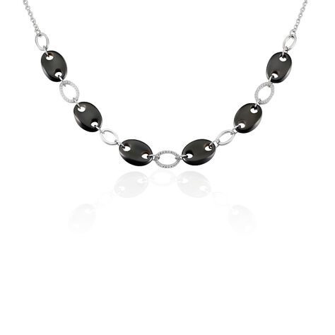 Collier Hattie Argent Blanc C&eacute;ramique Et Oxyde De Zirconium - Colliers Femme | Histoire d&rsquo;Or