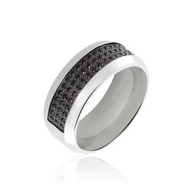 Bague Acier Blanc Tdeg Oxydes De Zirconium - Bagues avec pierre Homme | Histoire d’Or
