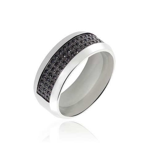 Bague Acier Blanc Tdeg Oxydes De Zirconium - Bagues avec pierre Homme | Histoire d’Or
