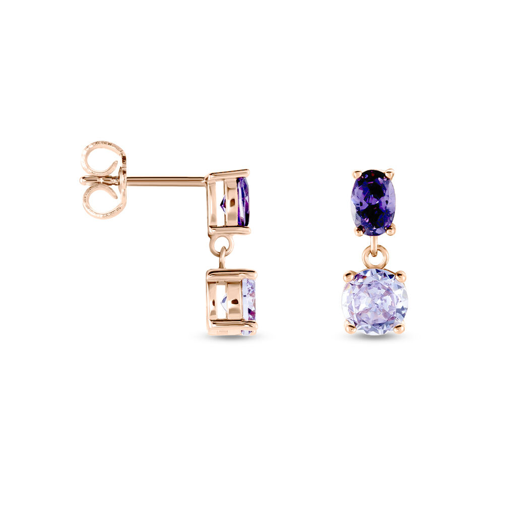 Boucles D'oreilles Pendantes Argent Rose Brenna Oxydes De Zirconium - Boucles d'oreilles fantaisie Femme | Histoire d’Or