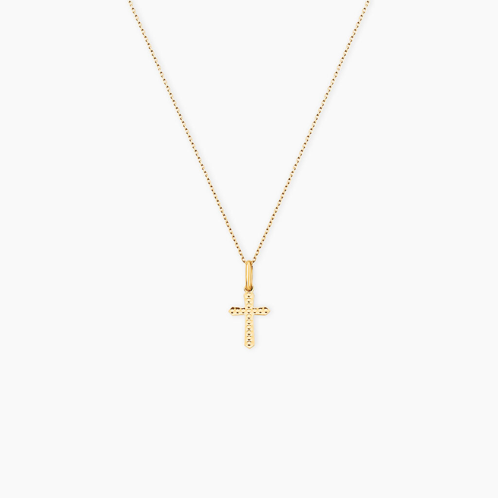 Pendentif Bathilde Croix Diamantee Or Jaune - Pendentifs Baptême Unisex | Histoire d’Or