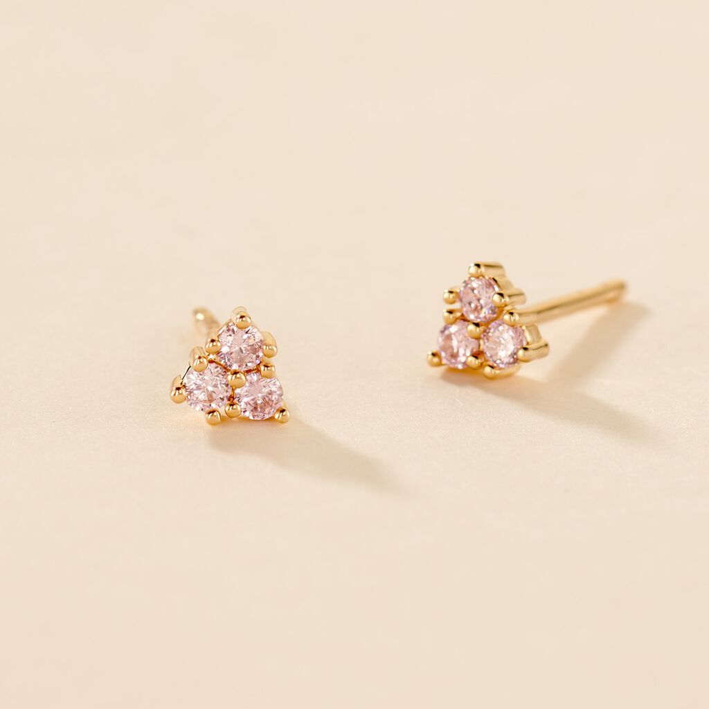 Boucles D'oreilles Puces Istoria Plaqué Or Jaune Oxyde De Zirconium - Boucles d'oreilles fantaisie Femme | Histoire d’Or