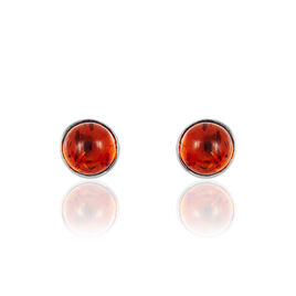 Boucles D'oreilles Puces Brunhild Argent Blanc Ambre - Boucles d'oreilles fantaisie Femme | Histoire d’Or