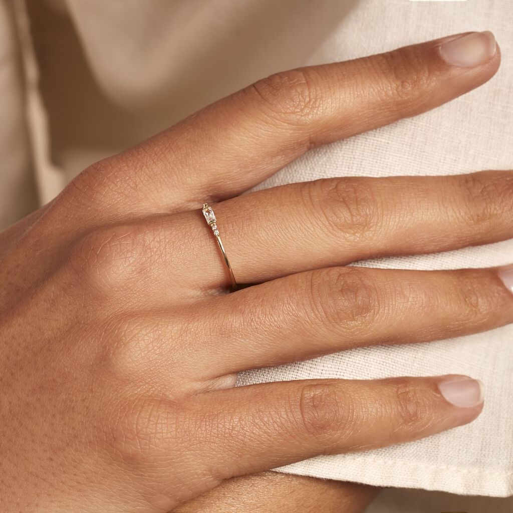 Bague Solitaire Or Jaune Sentimentale Oxyde De Zirconium - Bagues solitaires Femme | Histoire d’Or
