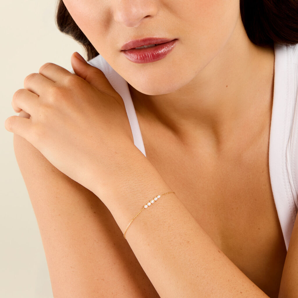 Bracelet Carlene Argent Dor&eacute; A L'Or 750/1000 Oxyde De Zirconium - Bracelets Femme | Histoire d&rsquo;Or