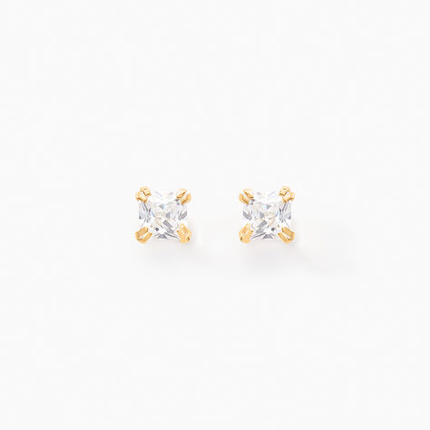 Boucles D'oreilles Puces Doreen Or Jaune Oxyde De Zirconium - Clous d'oreilles Famille | Histoire d&rsquo;Or