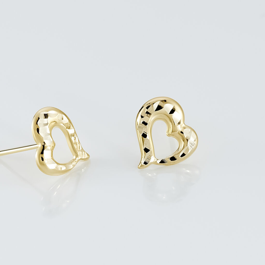 Boucles D'oreilles Puces Anne-maudae Coeurs Or Jaune - Clous d'oreilles Femme | Histoire d’Or