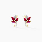 Boucles D'oreilles Puces Angie Or Jaune Rubis Diamant - Clous d'oreilles Femme | Histoire d&rsquo;Or