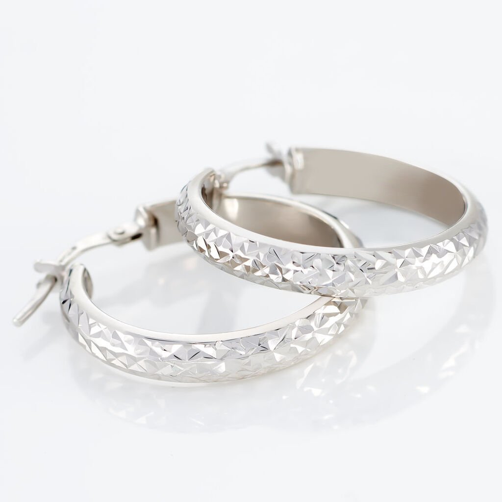 Créoles Argent Blanc Esmee - Boucles d'oreilles créoles Femme | Histoire d’Or