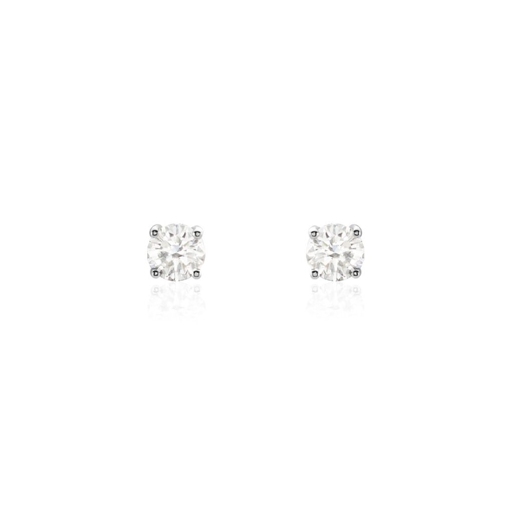 Boucles D'oreilles Puces Or Blanc  Diamants Synthétique - Clous d'oreilles Femme | Histoire d’Or