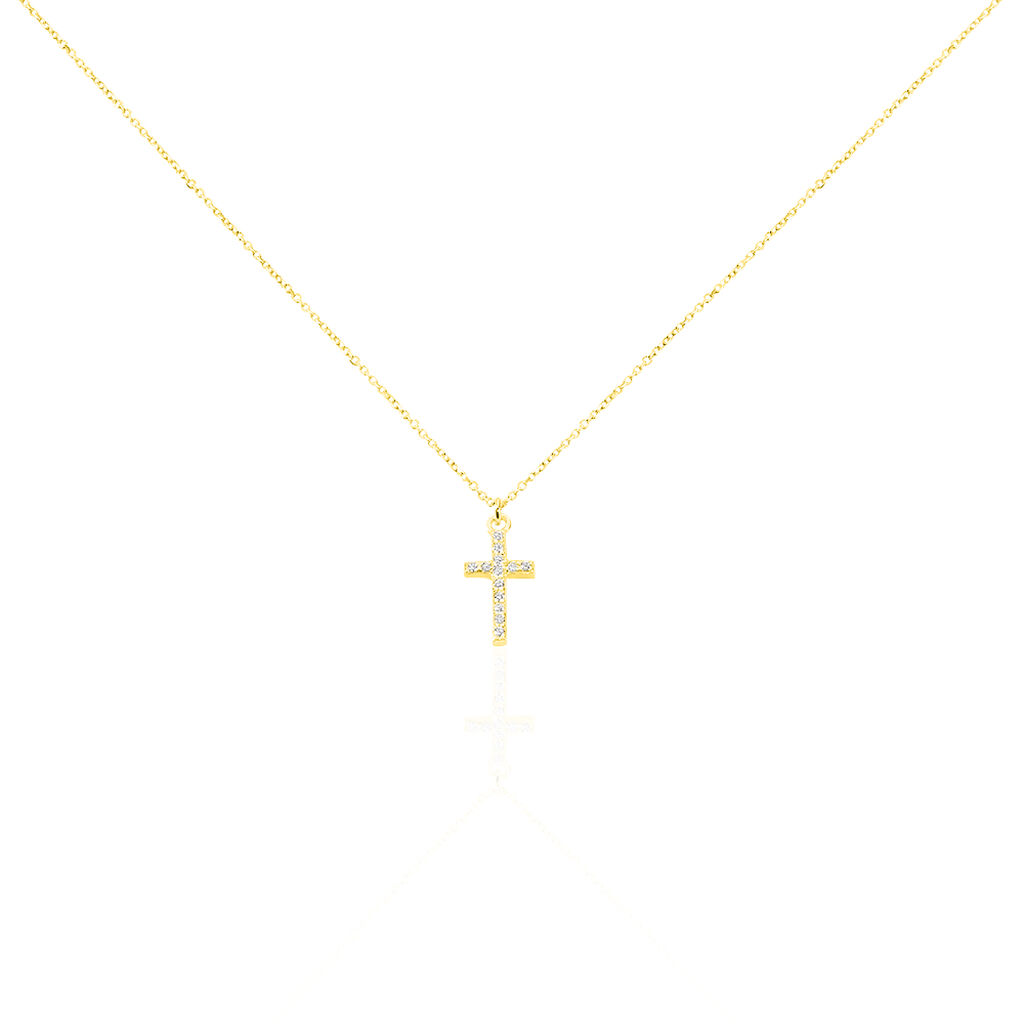collier cobeia croix maille forã§at or jaune oxyde de zirconium