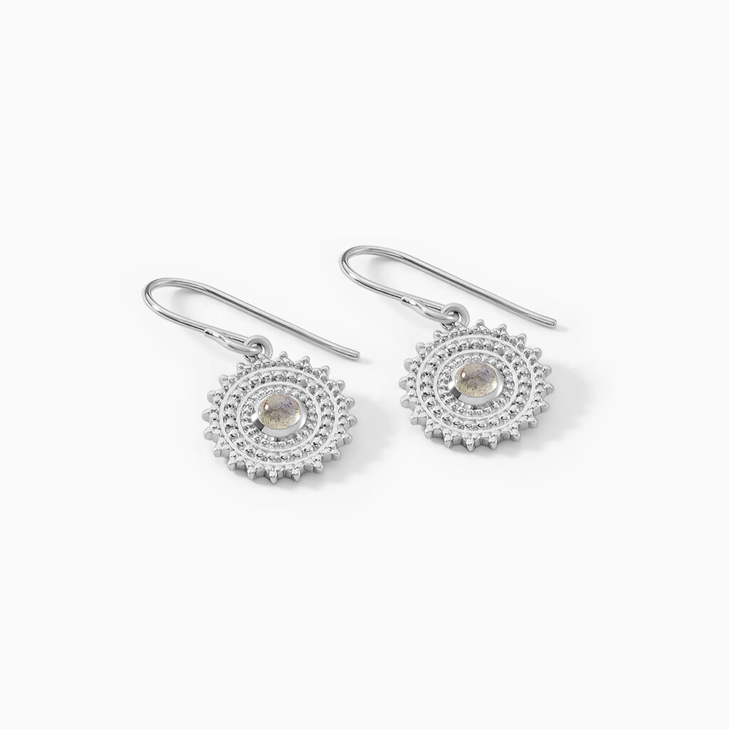 Boucles D'oreilles Pendantes Nyoko Argent Blanc Labradorite - Boucles d'oreilles fantaisie Femme | Histoire d&rsquo;Or