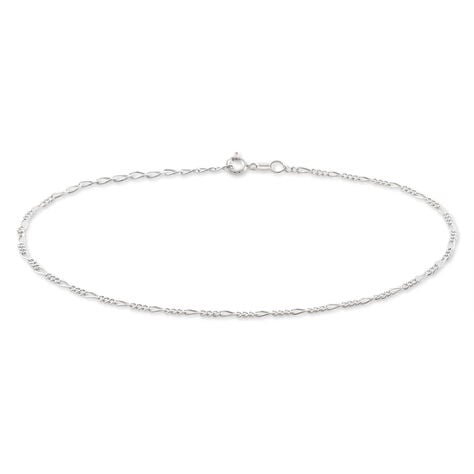 Chaîne De Cheville Cleona Maille Alternee 1/3 Argent Blanc - Chaînes de cheville Femme | Histoire d’Or