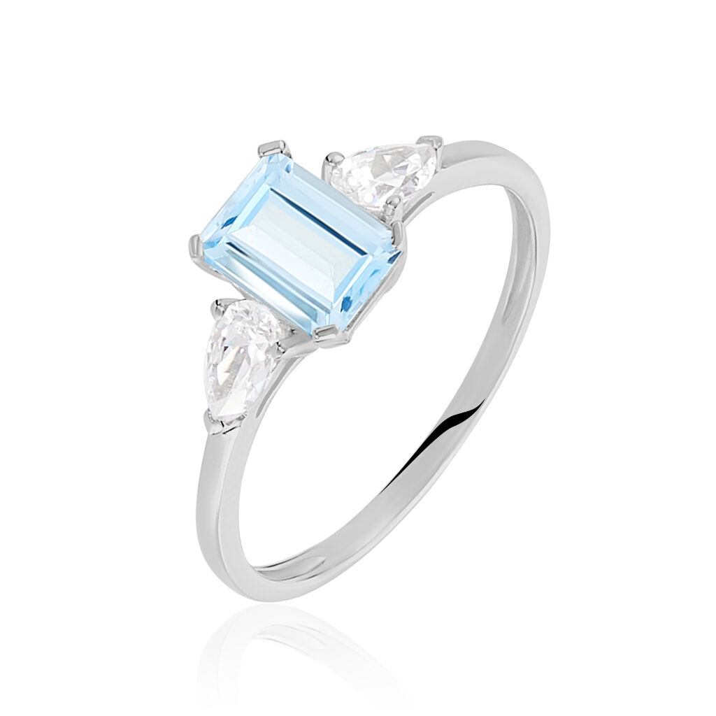 Bague Medyna Or Blanc Topaze Et Oxyde De Zirconium - Bagues solitaires Femme | Histoire d&rsquo;Or