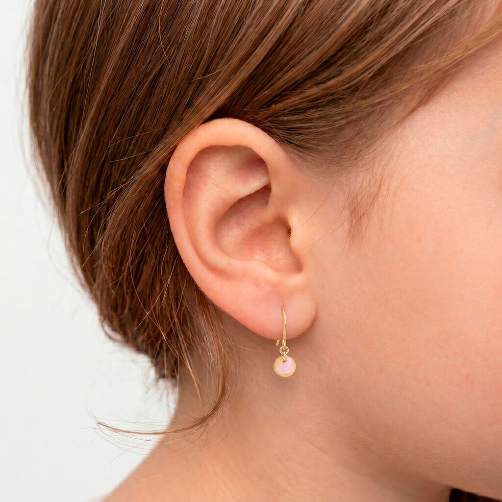 Boucles D'oreilles Pendantes Cleomela Coeur Or Jaune Nacre - Boucles d'oreilles pendantes Enfant | Histoire d&rsquo;Or