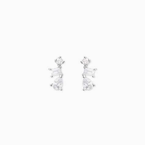 Boucles D'oreilles Puces Eclat D'Aurore Argent Blanc Oxydes De Zirconium - Boucles d'oreilles fantaisie Femme | Histoire d&rsquo;Or