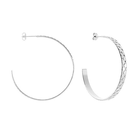 Créoles Abram Acier Blanc - Boucles d'oreilles créoles Femme | Histoire d’Or