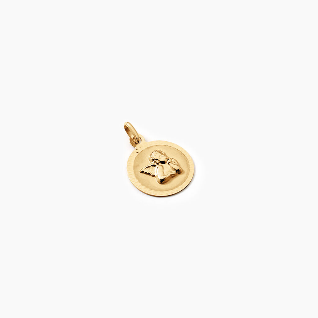 Pendentif Ange Rond Cisele Argent Dor&eacute; A L'Or 750/1000 - Pendentifs Communion Femme | Histoire d&rsquo;Or