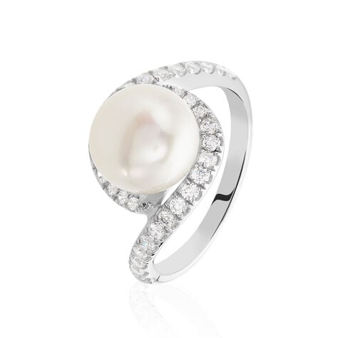 Bague Loris Argent Blanc Perle De Culture Et Oxyde De Zirconium - Bagues solitaires Femme | Histoire d&rsquo;Or