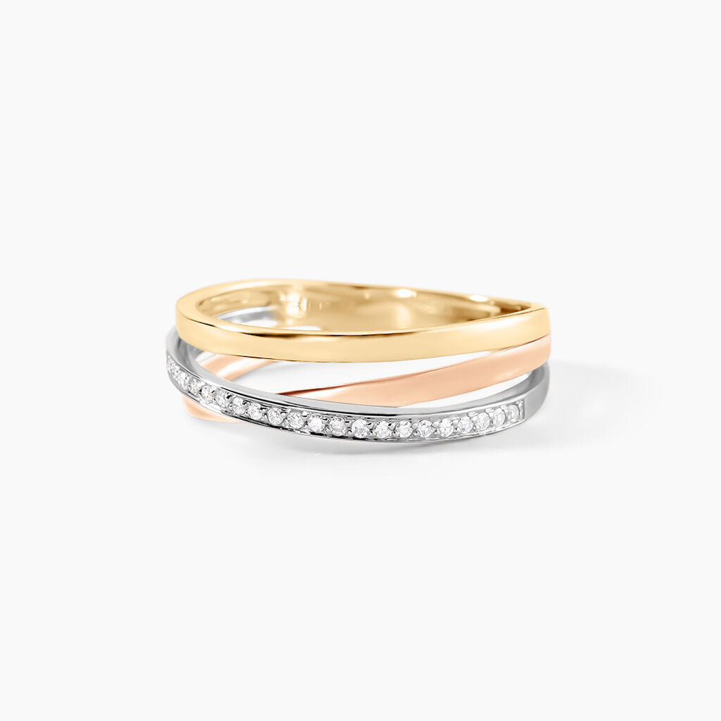 Bague Layan Or Tricolore Diamant - Bagues avec pierre Femme | Histoire d&rsquo;Or