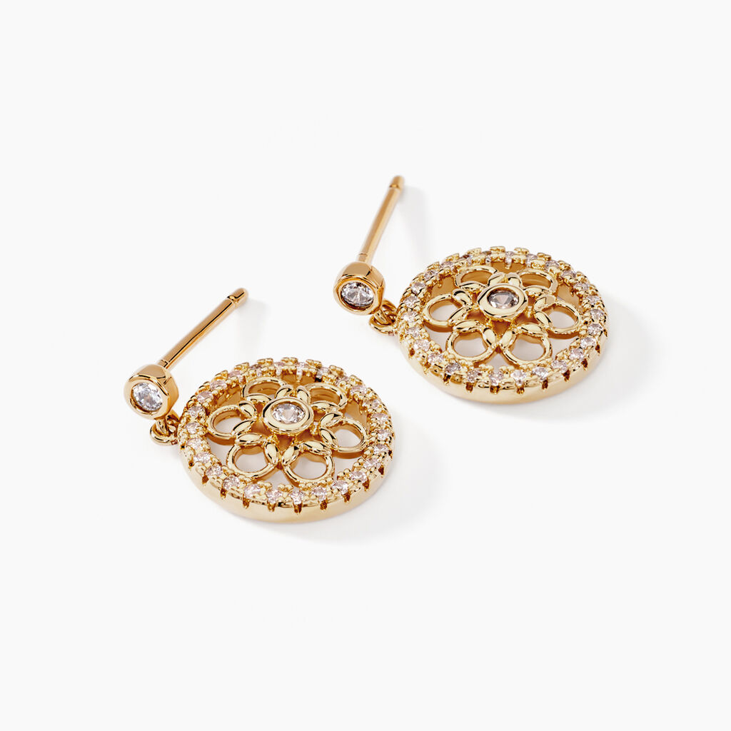 Boucles D'oreilles Pendantes Danya Plaqu&eacute; Or Dor&eacute; Oxyde De Zirconium - Boucles d'oreilles pendantes Femme | Histoire d&rsquo;Or