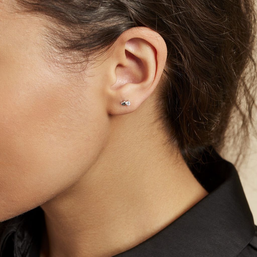 Boucles D'oreilles Puces Amani Argent Blanc Oxyde De Zirconium - Boucles d'oreilles fantaisie Femme | Histoire d’Or