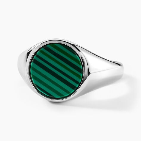Chevali&egrave;re Argent Blanc Aileas Malachite - Bagues solitaires Homme | Histoire d&rsquo;Or