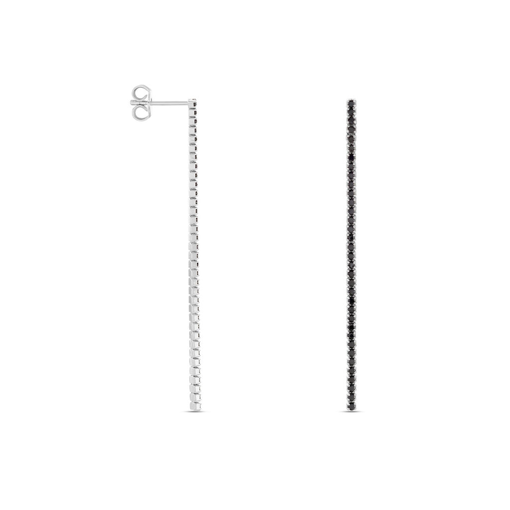 Boucles D'oreilles Pendantes Lou-anne Argent Blanc Oxyde Noir - Boucles d'oreilles fantaisie Femme | Histoire d’Or