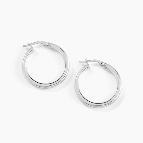Créoles Argent Blanc Anne - Boucles d'oreilles créoles Femme | Histoire d’Or
