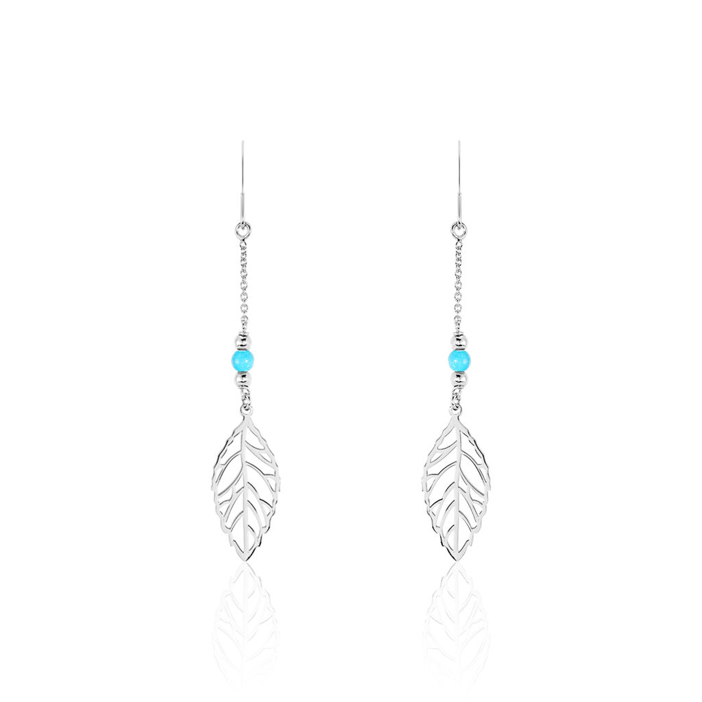 Boucles D'oreilles Pendantes Grethel Argent Blanc Turquoise - Boucles d'oreilles fantaisie Femme | Histoire d’Or