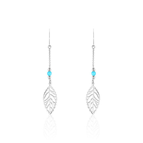 Boucles D'oreilles Pendantes Grethel Argent Blanc Turquoise - Boucles d'oreilles fantaisie Femme | Histoire d’Or