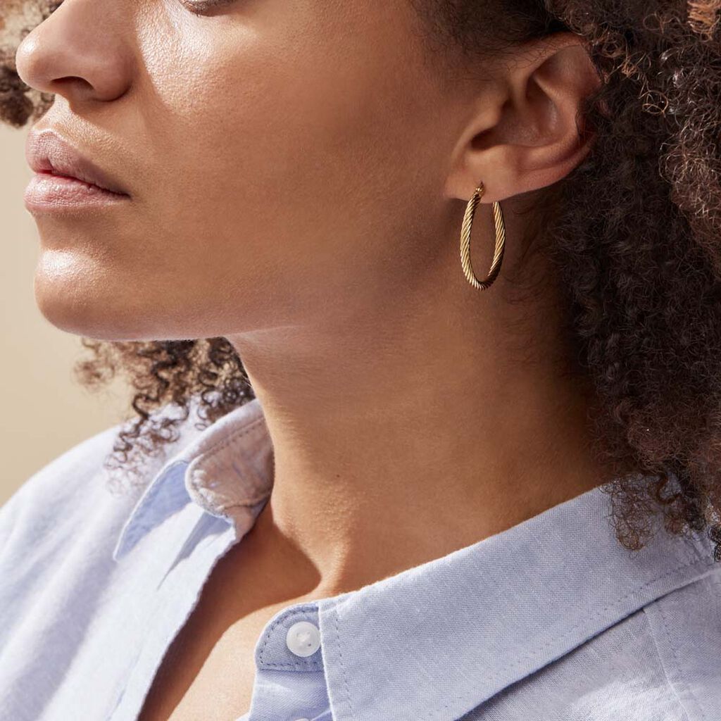 Cr&eacute;oles Acier Dor&eacute; Pascau - Boucles d'oreilles cr&eacute;oles Femme | Histoire d&rsquo;Or