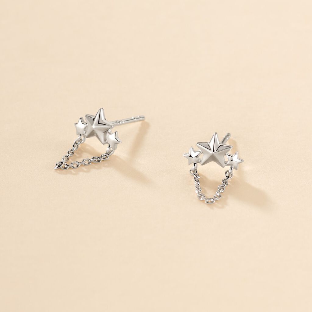 Boucles D'oreilles Pendantes Stilla Argent Blanc - Boucles d'oreilles fantaisie Femme | Histoire d’Or