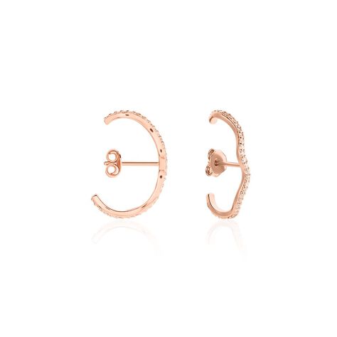 Boucles D'oreilles Lowri Argent Rose Oxyde De Zirconium - Boucles d'oreilles créoles Femme | Histoire d’Or