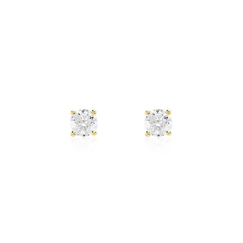 Boucles D'oreilles Puces One Or Jaune Diamants - Clous d'oreilles Femme | Histoire d&rsquo;Or