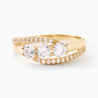 Bague Comete Or Jaune Oxyde De Zirconium