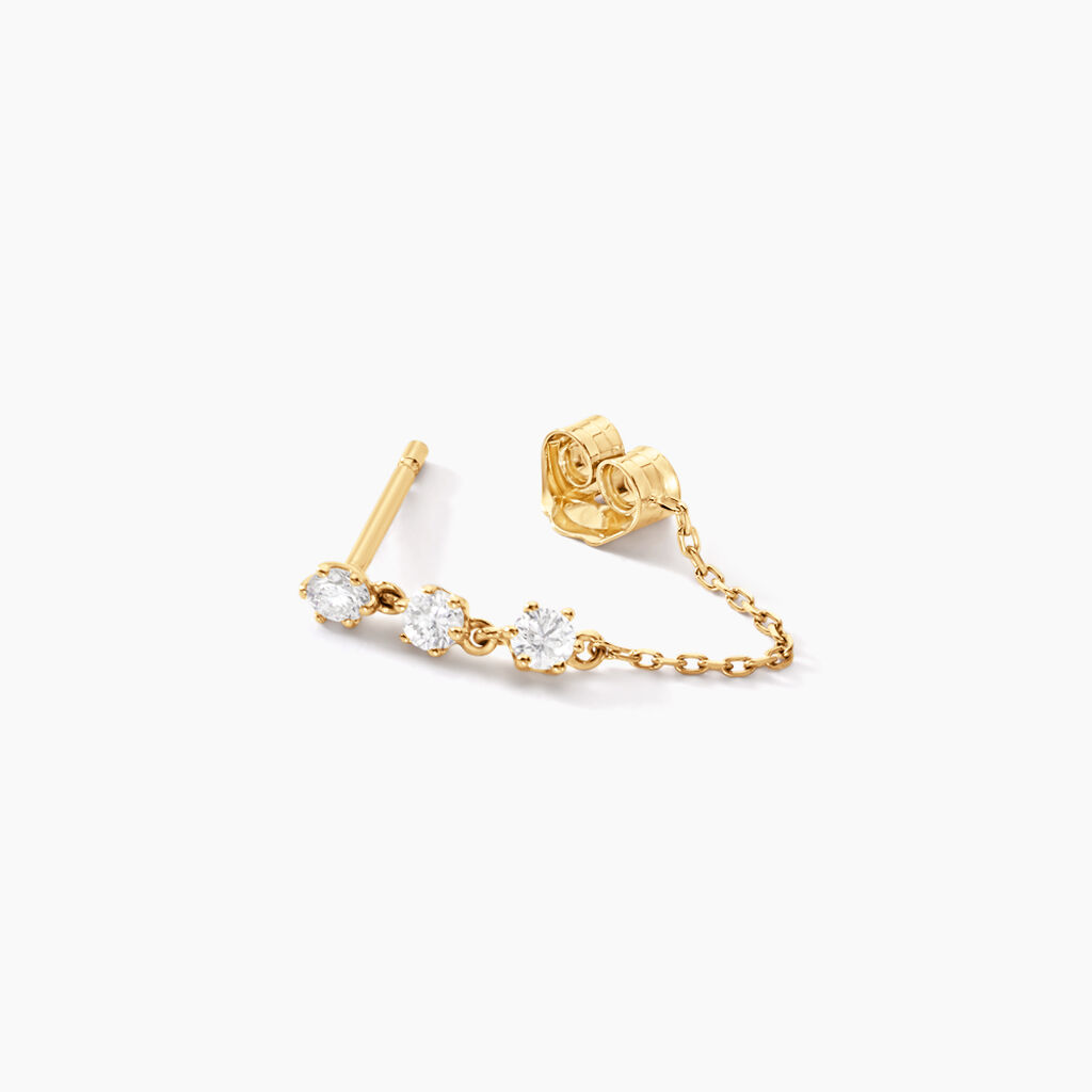 Boucles D'oreilles Puces Yale Or Jaune Diamant Synthétique - Clous d'oreilles Femme | Histoire d’Or