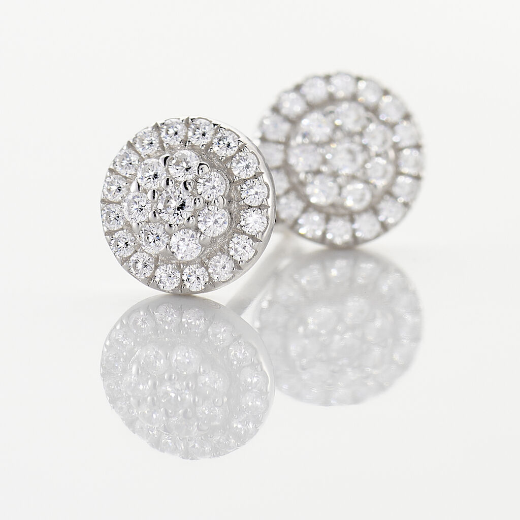 Boucles D'oreilles Puces Verane Argent Blanc Oxyde De Zirconium - Boucles d'oreilles fantaisie Femme | Histoire d&rsquo;Or
