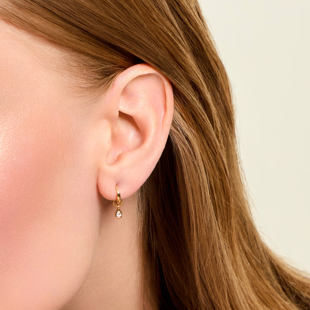 Cr&eacute;oles Lorianne Plaqu&eacute; Or Jaune Oxyde De Zirconium - Boucles d'oreilles cr&eacute;oles Femme | Histoire d&rsquo;Or