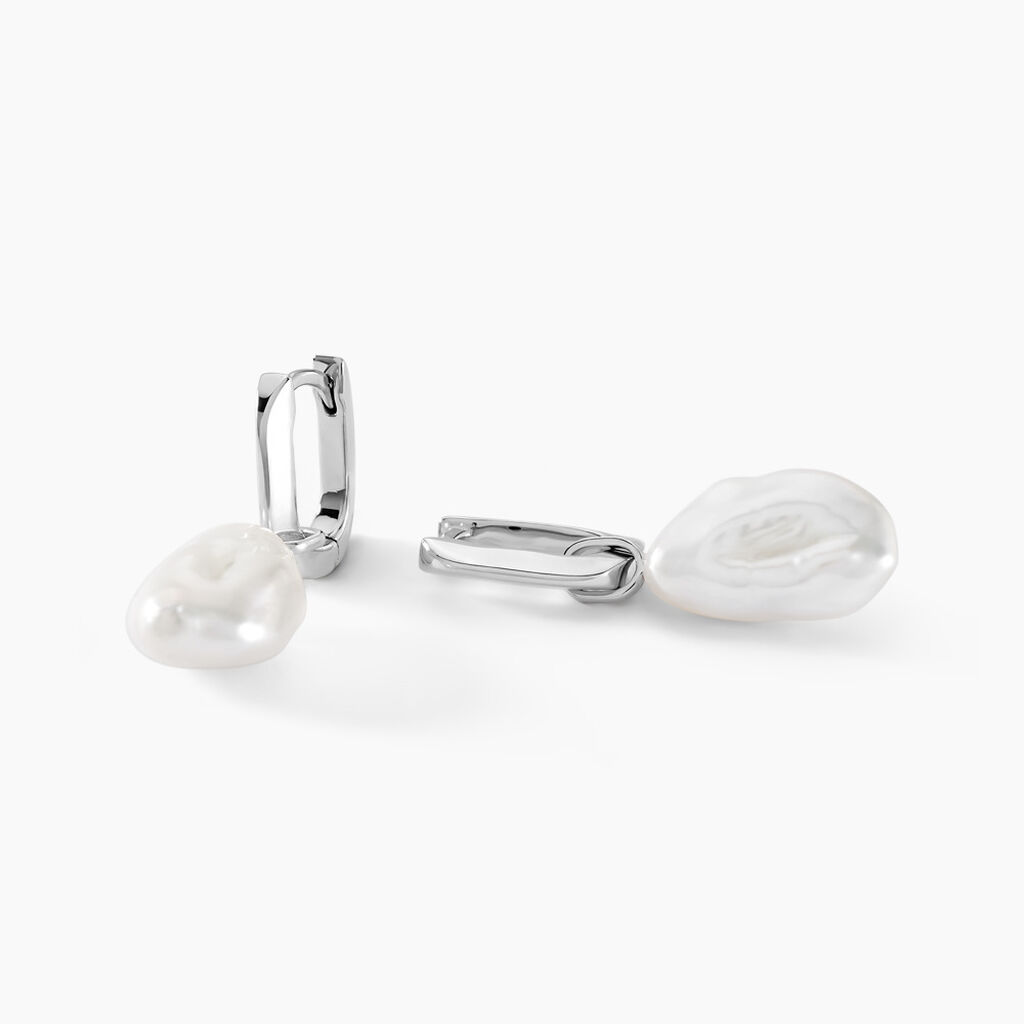 Créoles Onassis Argent Blanc Perle De Culture - Boucles d'oreilles créoles Femme | Histoire d’Or