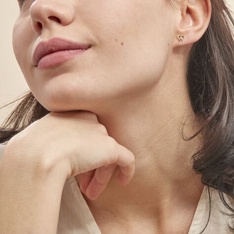 Boucles D'oreilles Puces Eleanor Fleur Or Jaune Oxyde De Zirconium - Clous d'oreilles Femme | Histoire d’Or
