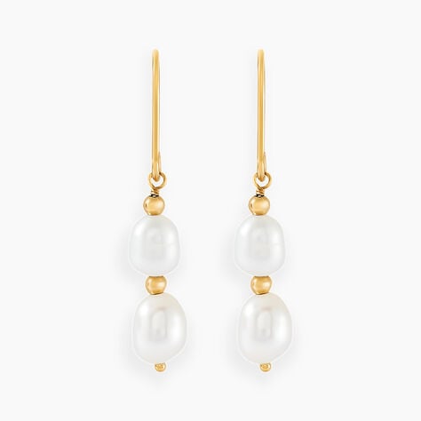 Boucles D'oreilles Pendantes Pearly Or Jaune Perle De Culture - Boucles d'oreilles pendantes Femme | Histoire d’Or