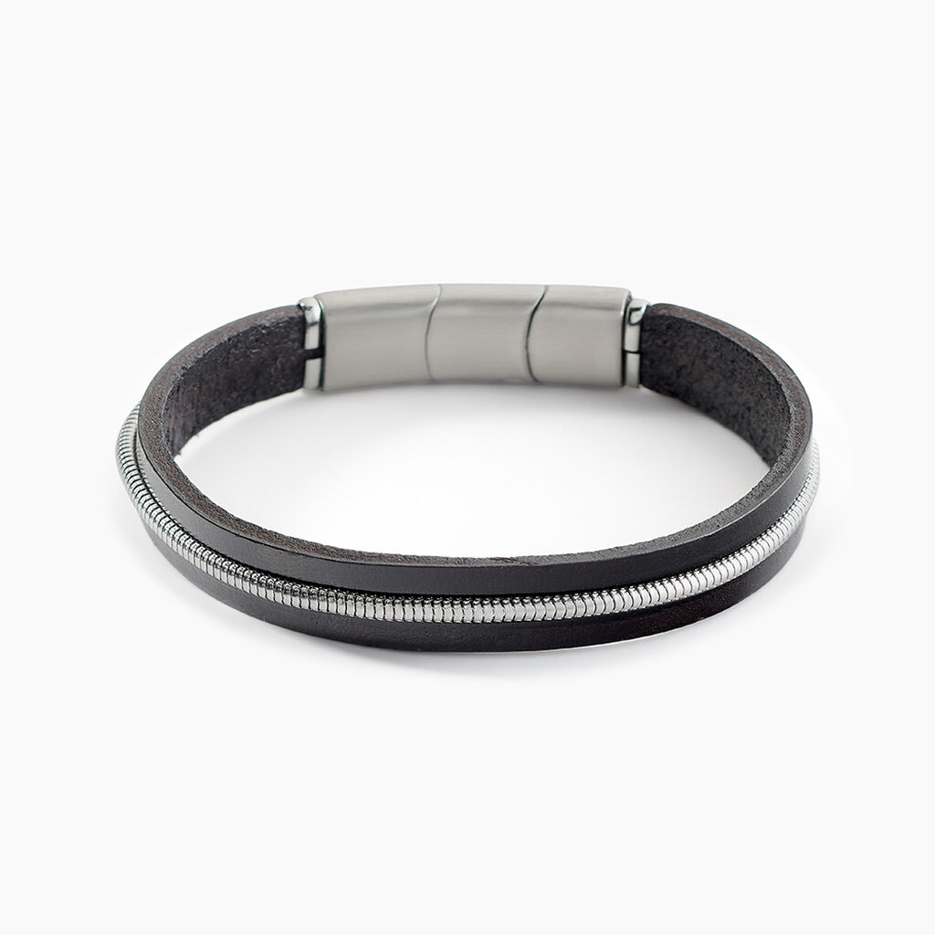 Bracelet Jourdan Rodney Cuir Noir - Nouveautés bijoux Homme | Histoire d’Or