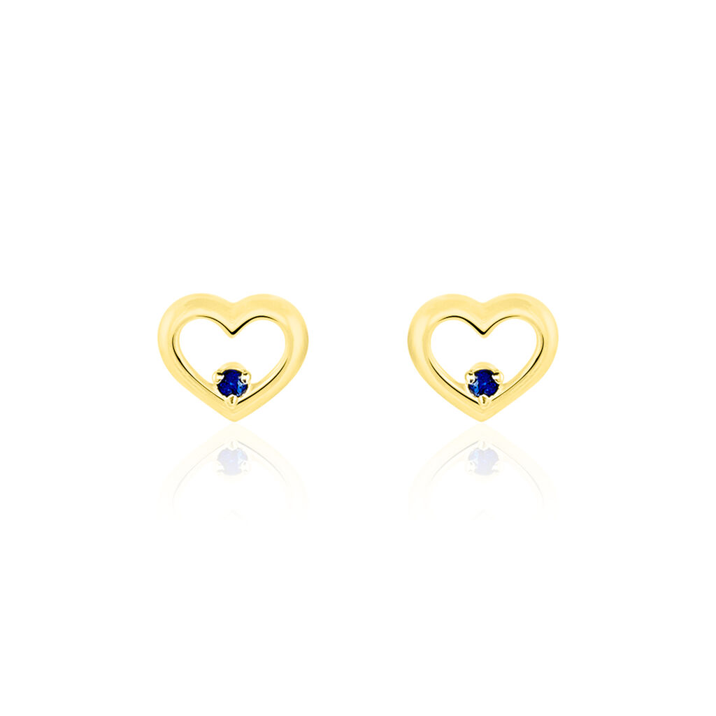 Boucles D'oreilles Puces Martella Or Jaune Saphir - Clous d'oreilles Femme | Histoire d’Or