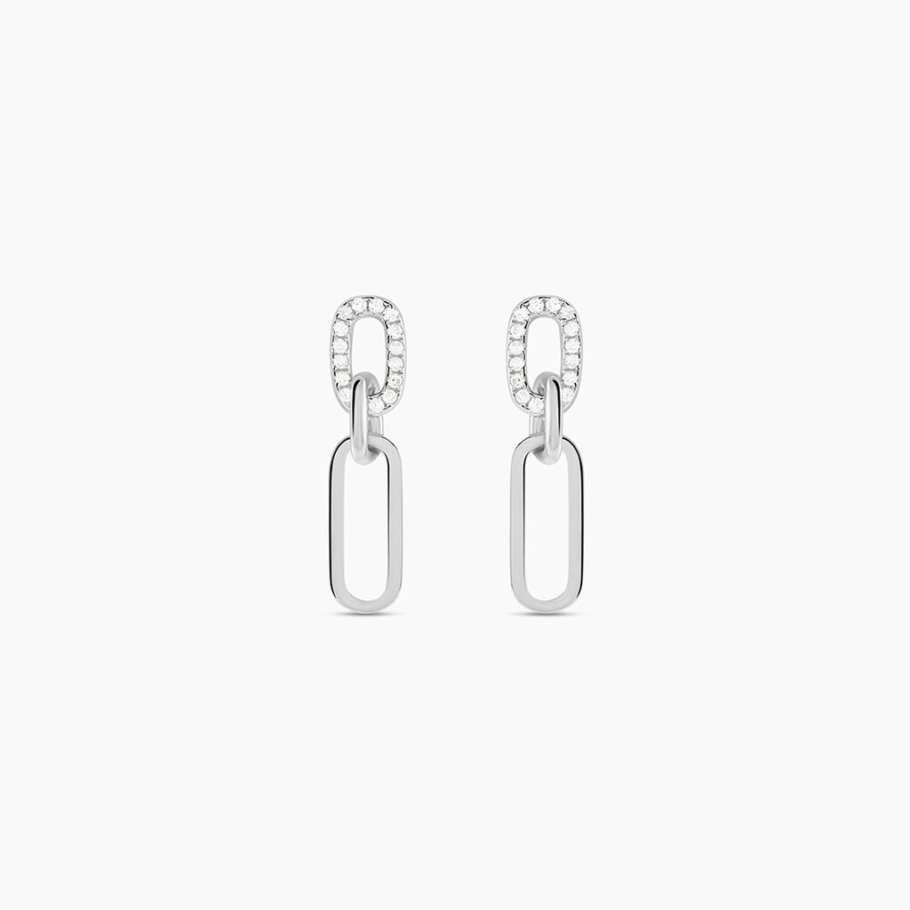 Boucles D'oreilles Pendantes Trait D'union Argent Blanc Oxyde - Boucles d'oreilles fantaisie Femme | Histoire d’Or