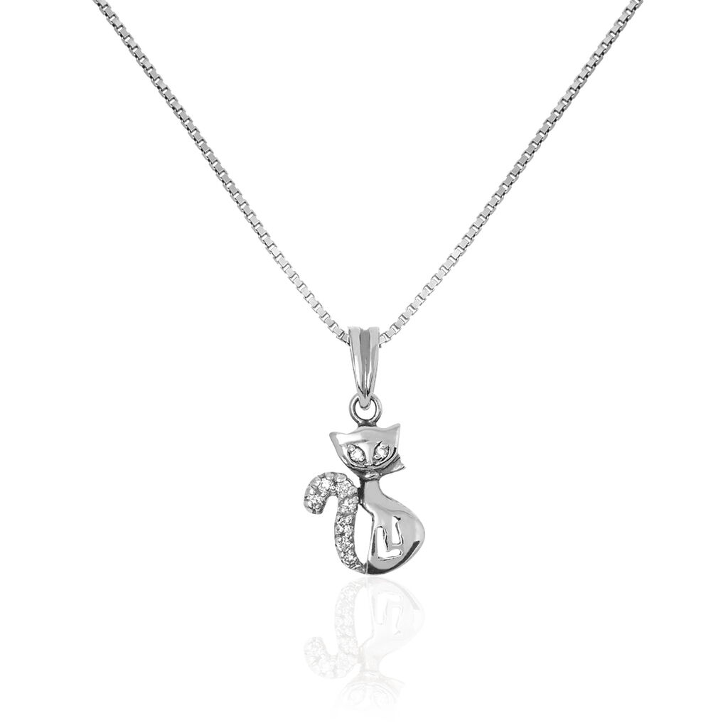 Collier Chat Argent Blanc Oxyde De Zirconium - Colliers fantaisie Femme | Histoire d’Or