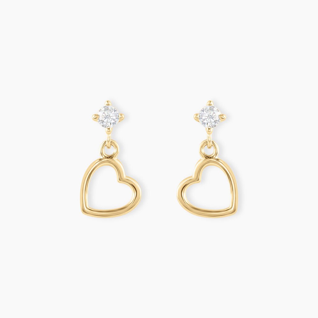 Boucles D'oreilles Pendantes Euria C&oelig;ur Or Jaune - Boucles d'oreilles pendantes Femme | Histoire d&rsquo;Or