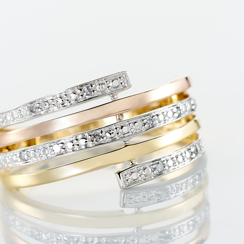 Bague Eleonore Or Tricolore Diamant - Bagues avec pierre Femme | Histoire d&rsquo;Or