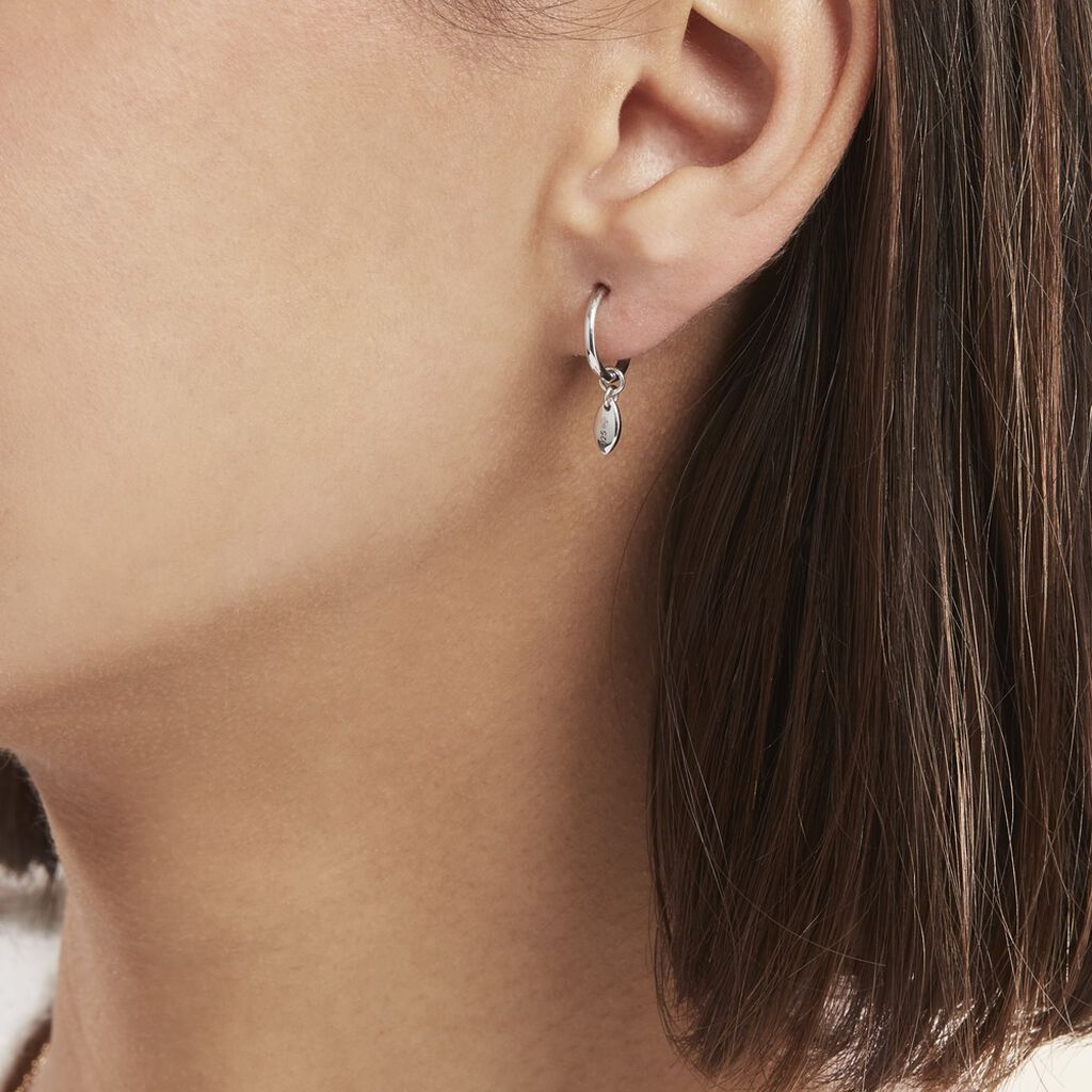 Créoles Argent Blanc Shelia - Boucles d'oreilles créoles Femme | Histoire d’Or
