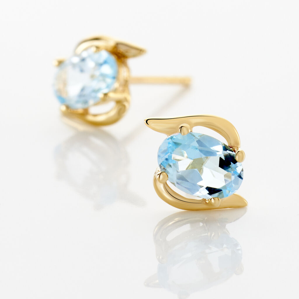 Boucles D'oreilles Puces Vrille Ovale Or Jaune Topaze - Clous d'oreilles Femme | Histoire d’Or